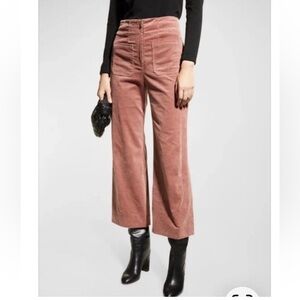 Veronica Beard Jiva cropped cotton-blend corduroy wide-leg pants Mauvewood 8